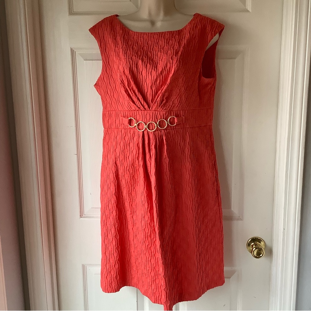 Sandra Darren coral dress with pockets. Size 12 petite